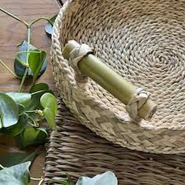 قیمت خرید سینی حصیری دسته چوبی + فروش ویژه